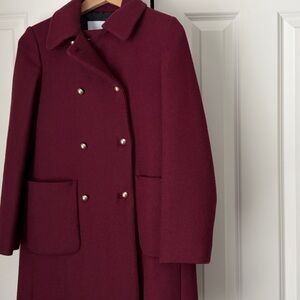 MANGO Burgundy Double-Breasted Coat - Sz XXS